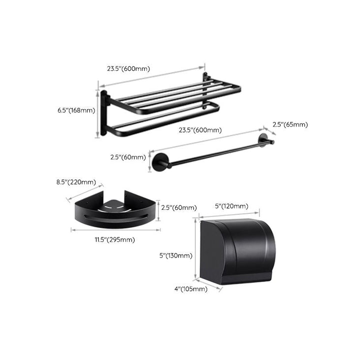 BowLift | Modern Bathroom Hardware Set Matte Black Metal Bathroom Accessories Set Rustproof