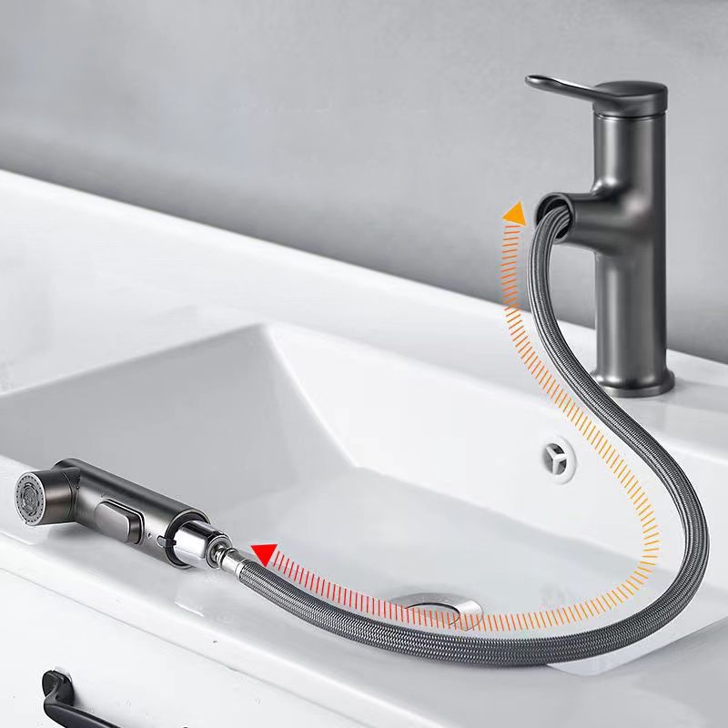 BowLift | Modern Style Extendable Vessel Faucet Single Handle Low Arc Copper Vessel Faucet