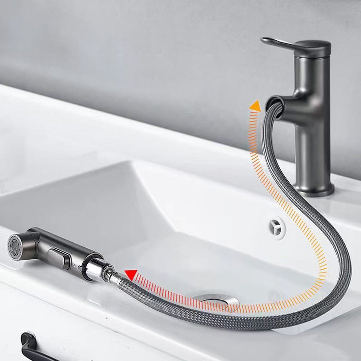 BowLift | Modern Style Extendable Vessel Faucet Single Handle Low Arc Copper Vessel Faucet