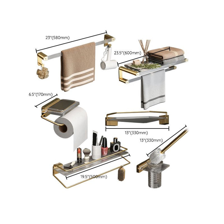 BowLift | Modern Bathroom Accessories Set Bathroom Shelf Gold Towel Holder Bathroom Hardware Set