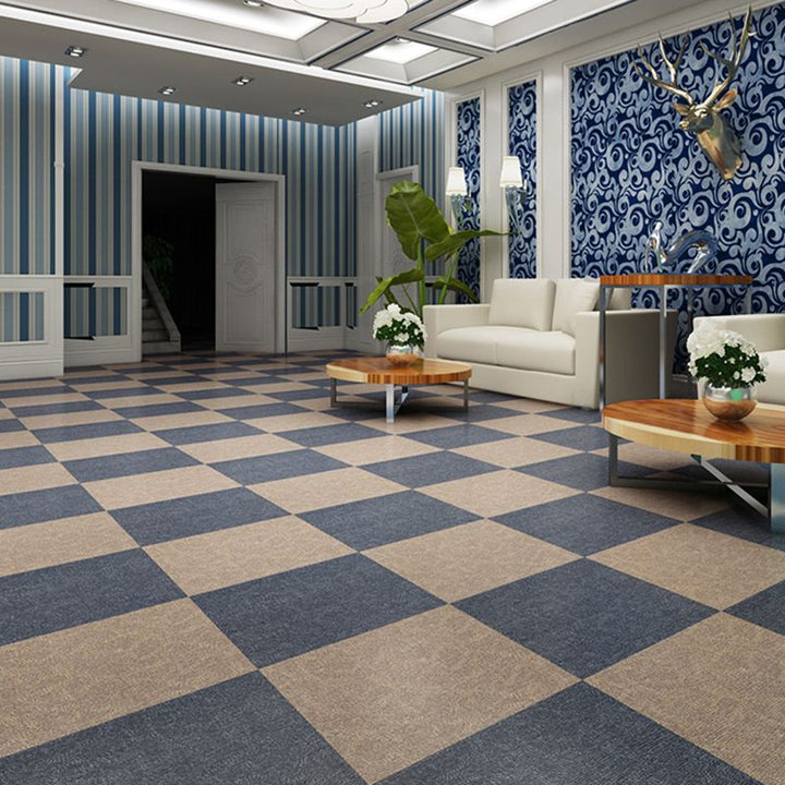 BowLift | Square Plastic Floor Water-Repellent Fabric Look Peel & Stick Floor Tiles