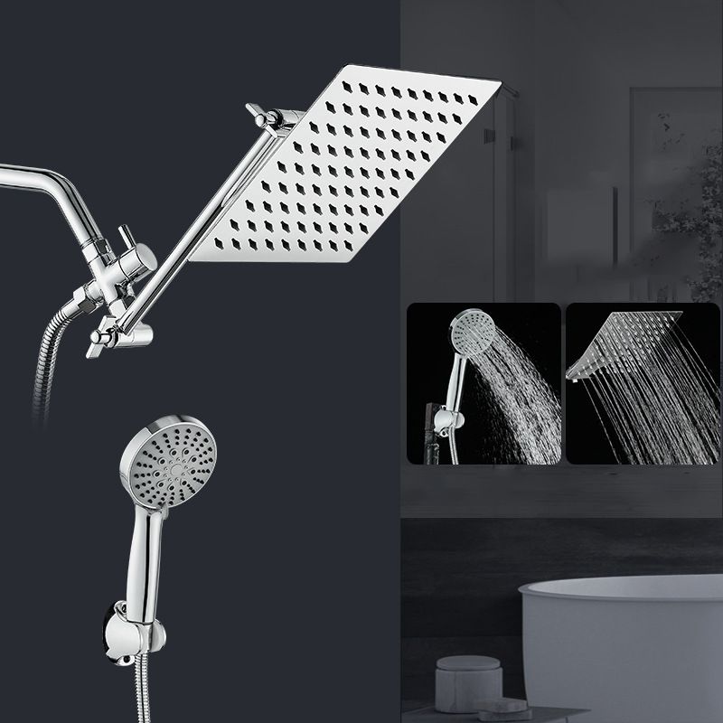 BowLift | Silver Square Fixed Shower Head Modern Style Wall Mounted Shower Head