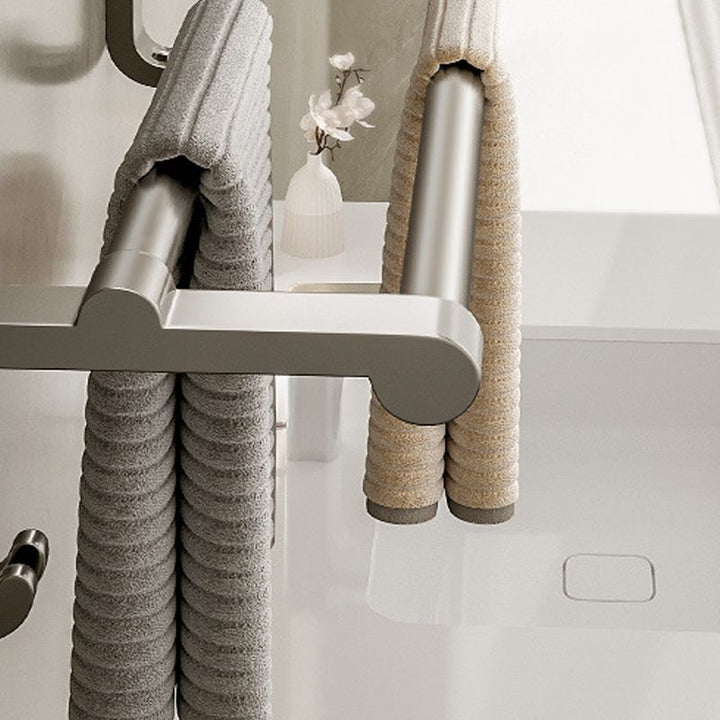 BowLift | Modern Bathroom Accessories Set in Gray with Bathroom Shelf/Towel Holder/Robe Hooks & Paper Holder