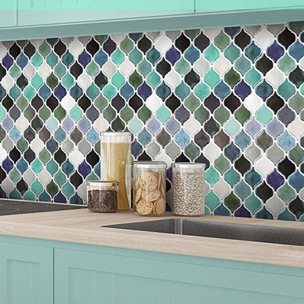 BowLift | Square Peel & Stick Mosaic Tiles Plastic Arabesque Peel and Stick Wall Tile