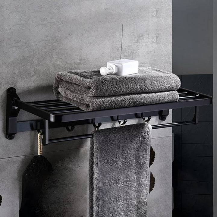 BowLift | Modern 5/6-piece bathroom accessory set with bathroom shelf/robe hooks/towel bar