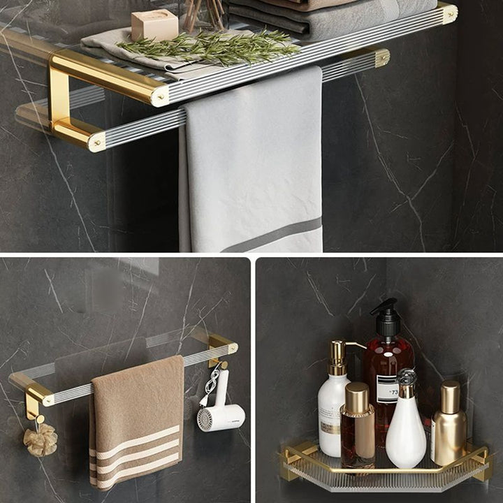 BowLift | Modern Bathroom Accessories Set Bathroom Shelf Gold Towel Holder Bathroom Hardware Set