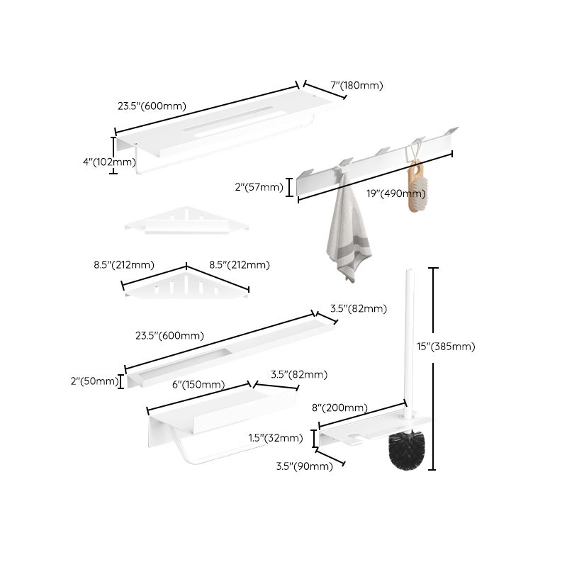 BowLift | Modern White Bathroom Accessories Set Bathroom Shelf Paper Holder Bathroom Accessories Kit