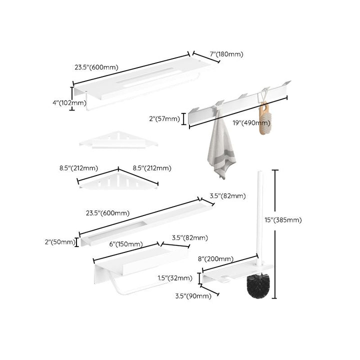BowLift | Modern White Bathroom Accessories Set Bathroom Shelf Paper Holder Bathroom Accessories Kit