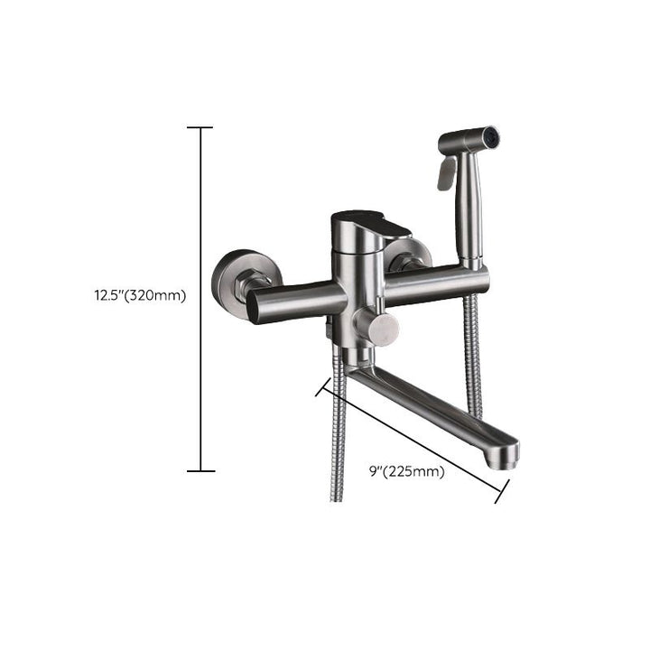 BowLift | Wall-mounted metal bathtub filling low arch swivel bathtub mixer