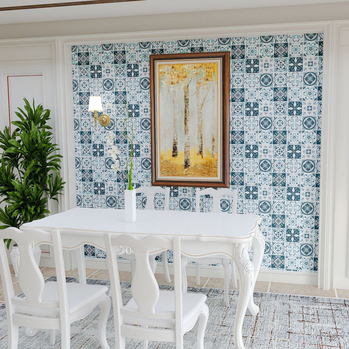 BowLift | Plastic Peel & Stick Tile Square Stain Resistant Wallpaper for Back Wall