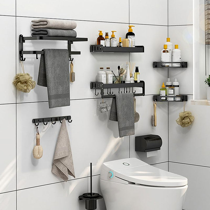 BowLift | Modern Bathroom Accessories Black Paper Holder Bathroom Shelf Bathroom Accessory Set