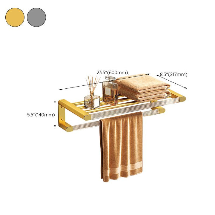 BowLift | Modern Bathroom Hardware Set Towel Rack Bathroom Shelf Gray/Gold Bathroom Hardware Set