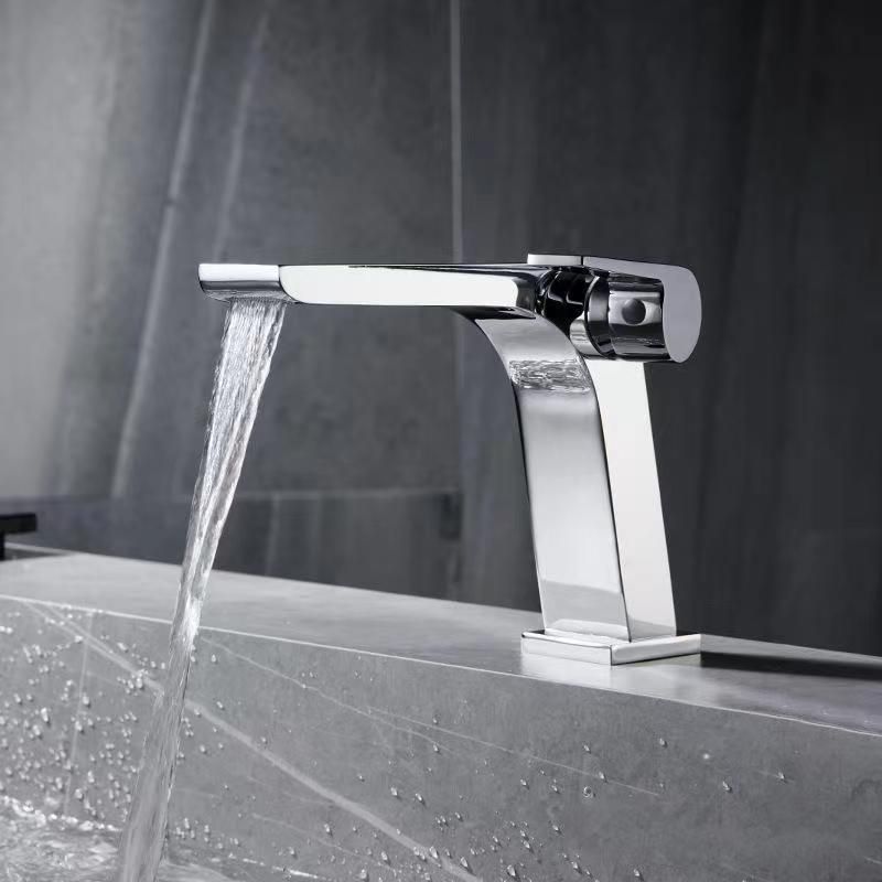 BowLift | Modern vessel faucet brass lever waterfall spout sink faucet