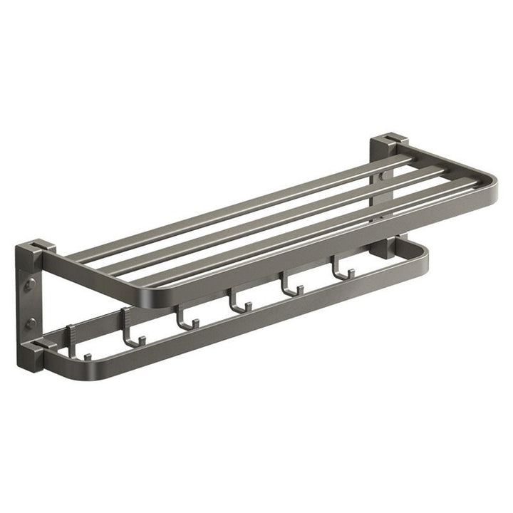 BowLift | Modern Gray Bathroom Accessory Set Aluminum Stainless Steel Bathroom Shelf/Towel Hooks/Towel Bar