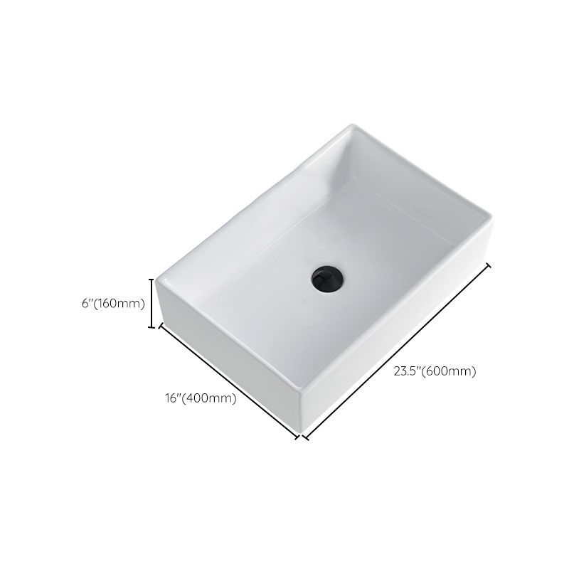 BowLift | Contemporary Bathroom Sink Porcelain Rectangular Vessel Sink Sink Only