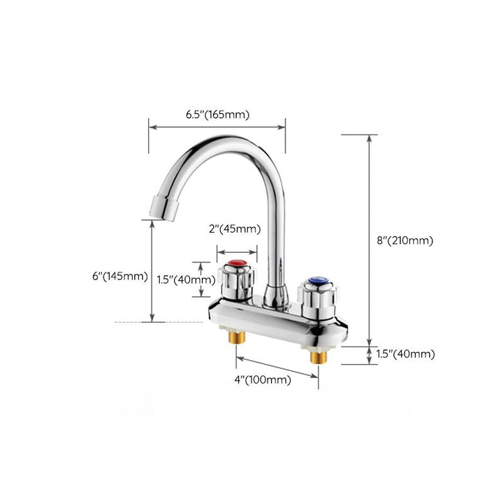 BowLift | 2-Handle Brass Bathroom Faucet Modern High Arc Center Tap