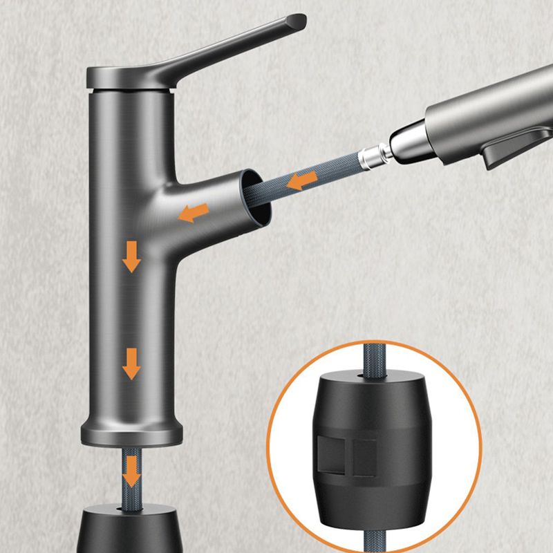 BowLift | Modern Style Extendable Vessel Faucet Single Handle Low Arc Copper Vessel Faucet