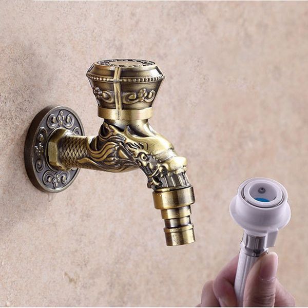 BowLift | Vintage Classic Sink Faucet Zinc Single Handle Dragon Engraving Wall-Mounted Faucet