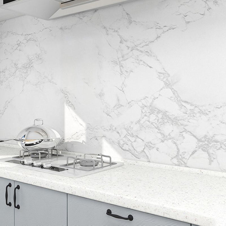 BowLift | Modern Splash Guard Tile Waterproof Marble Print Peel and Stick Tile for the Kitchen