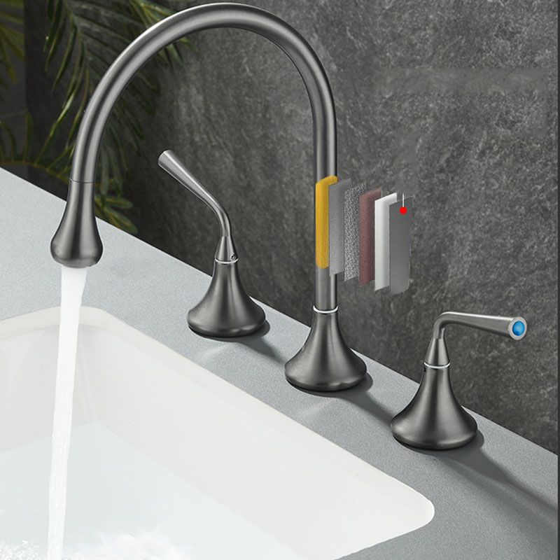 BowLift | Double Handle Tub Spout Deck Mounted High Arc Brass Modern Roman Tub Spout