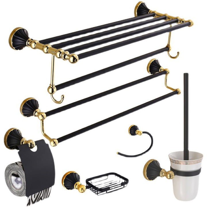 BowLift | Traditional Bathroom Accessories Set Towel Bar Bathroom Shelf Black Bathroom Accessories Set