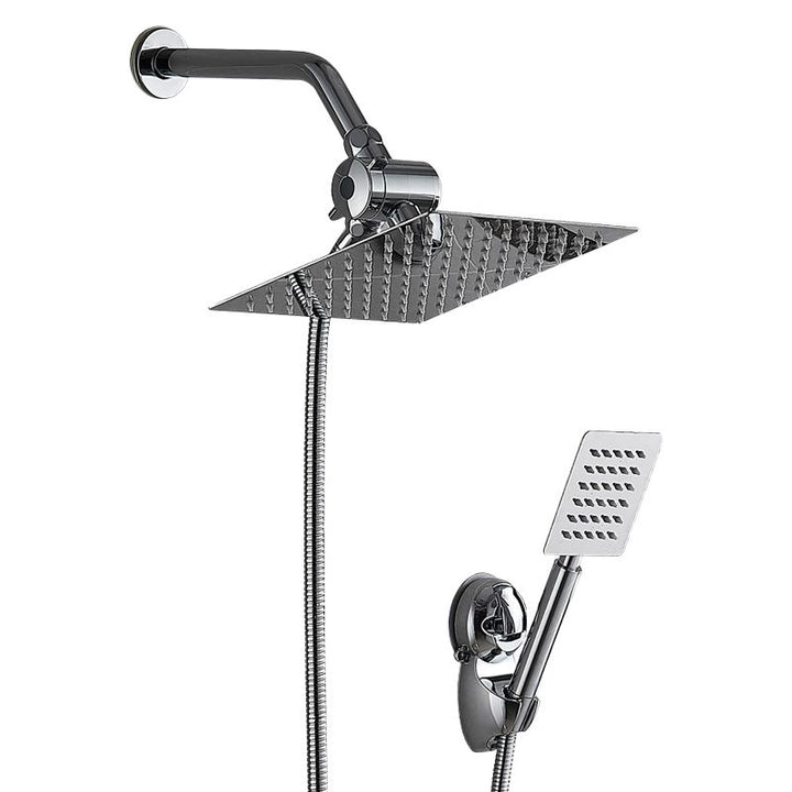 BowLift | Silver Square Double Shower Head Modern Water Filtration Wall-Mounted Shower Head