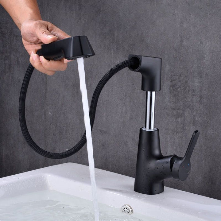 BowLift | Modern Vessel Sink Faucet Copper Single Handle Pull Down Low Arc Vessel Faucet