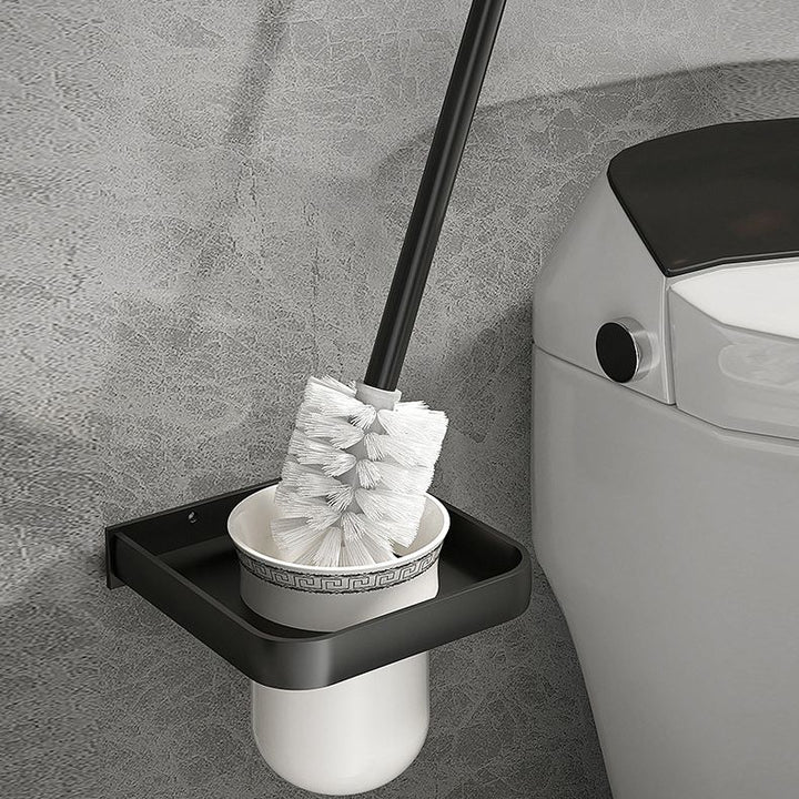 BowLift | Modern Matte Black Bathroom Accessory Set with Bath Shelf/Towel Hooks/Towel Bar