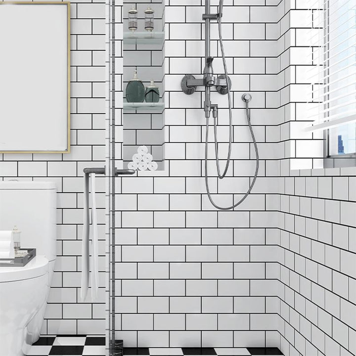 BowLift | PVC Peel and Stick Tile 12" x 23" Rectangular Grid Waterproof Peel and Stick Tiles 10 Pack