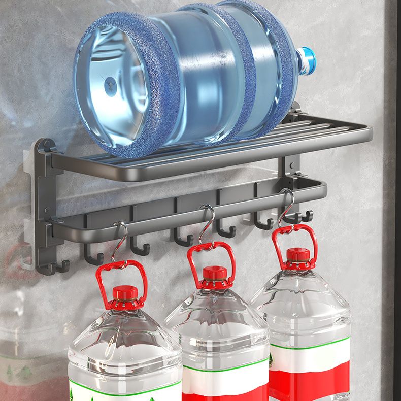 BowLift | Modern gray bathroom hardware set with bath shelf/towel holder/robe hook/toilet paper holder