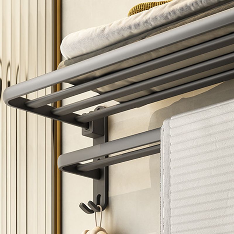 BowLift | Contemporary Bathroom Accessory Set Gray Aluminum Bathroom Shelf/Towel Rack/Bathtub Hook