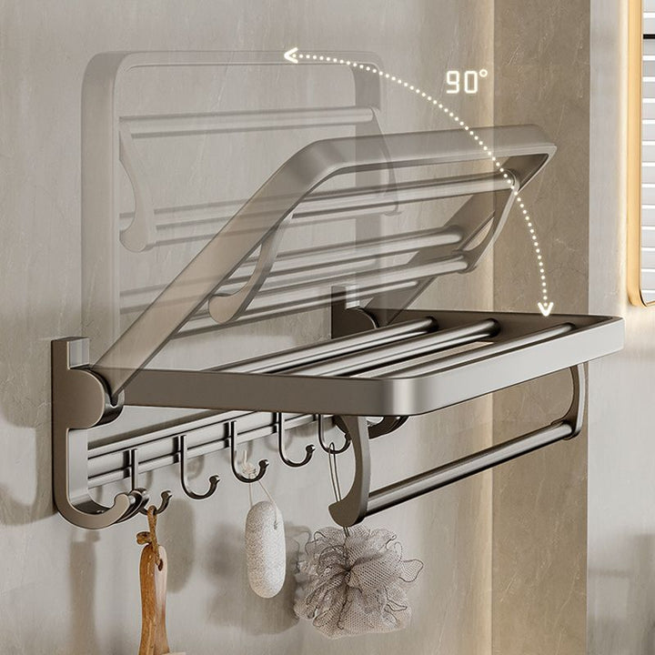 BowLift | Modern Bathroom Accessories Set in Gray with Bathroom Shelf/Towel Holder/Robe Hooks & Paper Holder