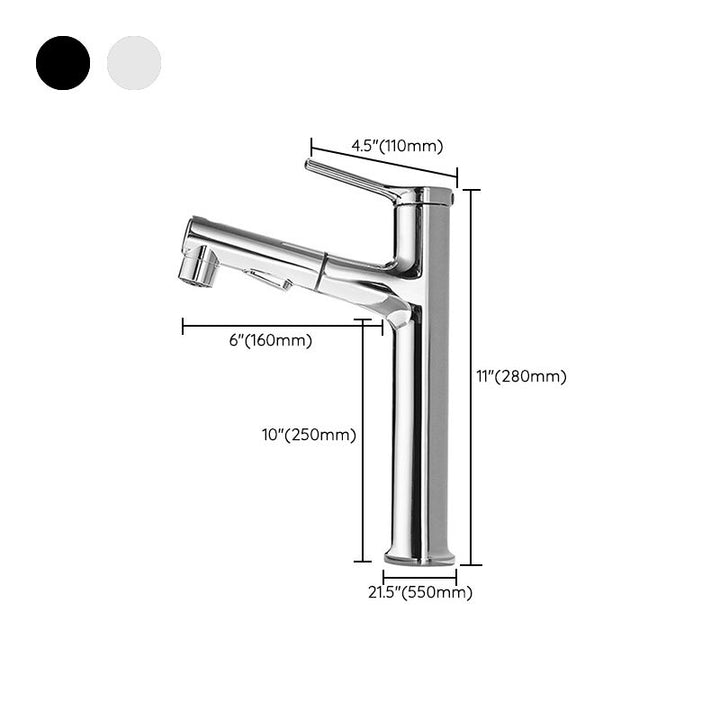 BowLift | Modern Style Extendable Vessel Faucet Single Handle Low Arc Copper Vessel Faucet