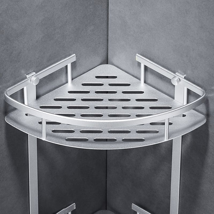 BowLift | Silver Modern Bathroom Accessory Set with Bath Shelf/Towel Rack & Bathrobe Hook