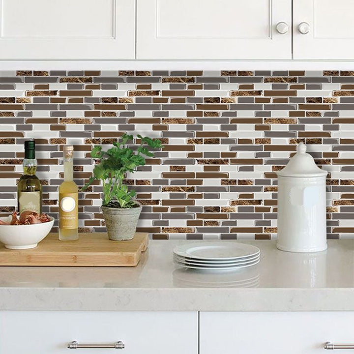 BowLift | PVC Peel & Stick Tile Subway Rectangle Stain Resistant Peel & Stick Tile for the Kitchen