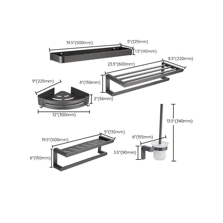 BowLift | Gray Bathroom Accessory Set Modern Bathroom Accessories Hardware Set