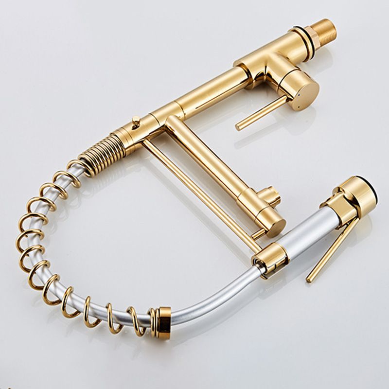 BowLift | Glam Basin Faucet Brass Lever Handles Spring Neck Three-Function Bathroom Sink Tap