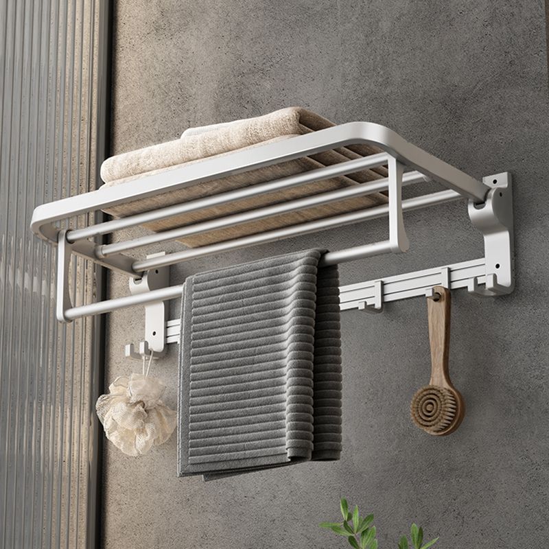 BowLift | Contemporary Silver Metal Bathroom Fixture Set with Triangle Bathroom Shelf