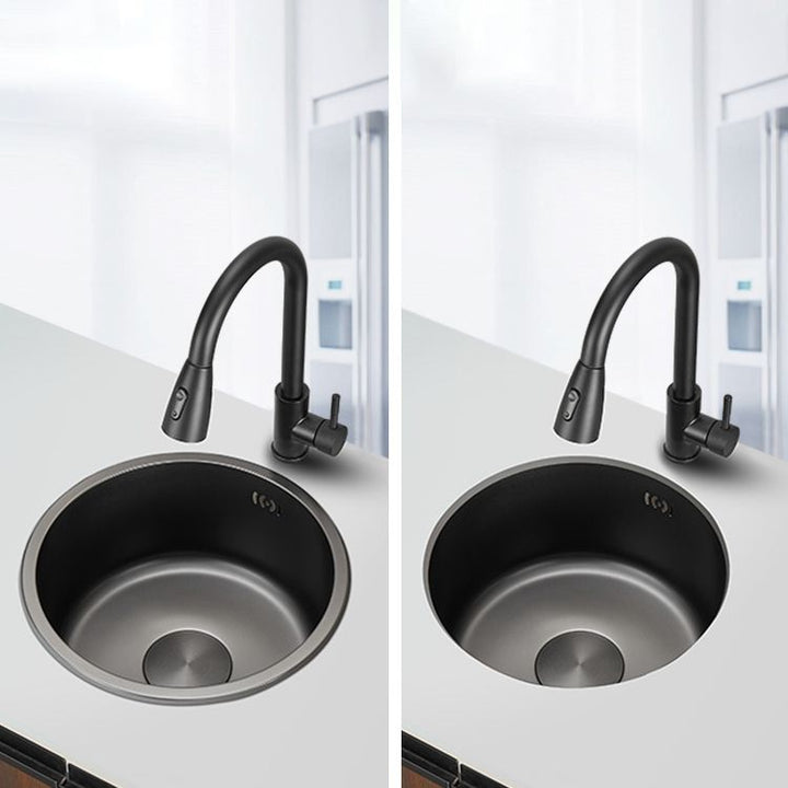 BowLift | Kitchen Sink Round Single Bowl Color and Scratch Resistant Under-mounted Stainless Steel Kitchen Sink