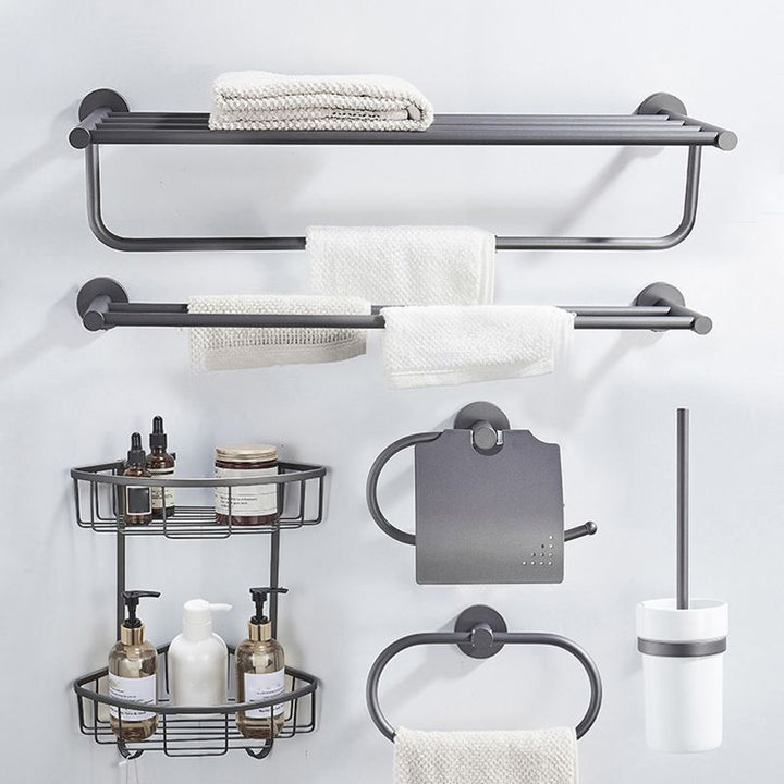 BowLift | Traditional Gray Brass Bathroom Hardware Set Towel Bar Bathroom Hardware Set