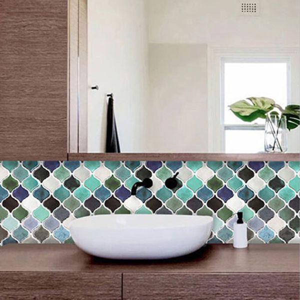 BowLift | Square Peel & Stick Mosaic Tiles Plastic Arabesque Peel and Stick Wall Tile