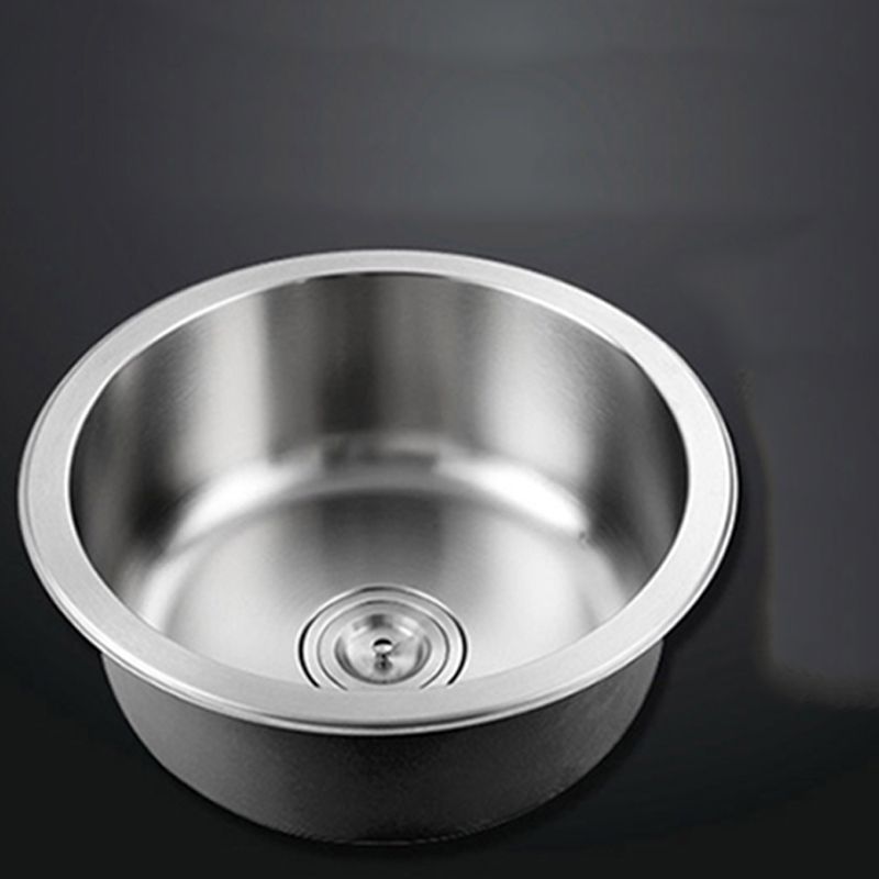 BowLift | Contemporary Single Basin Kitchen Sink Round Stainless Steel Sink with Drain Strainer Set