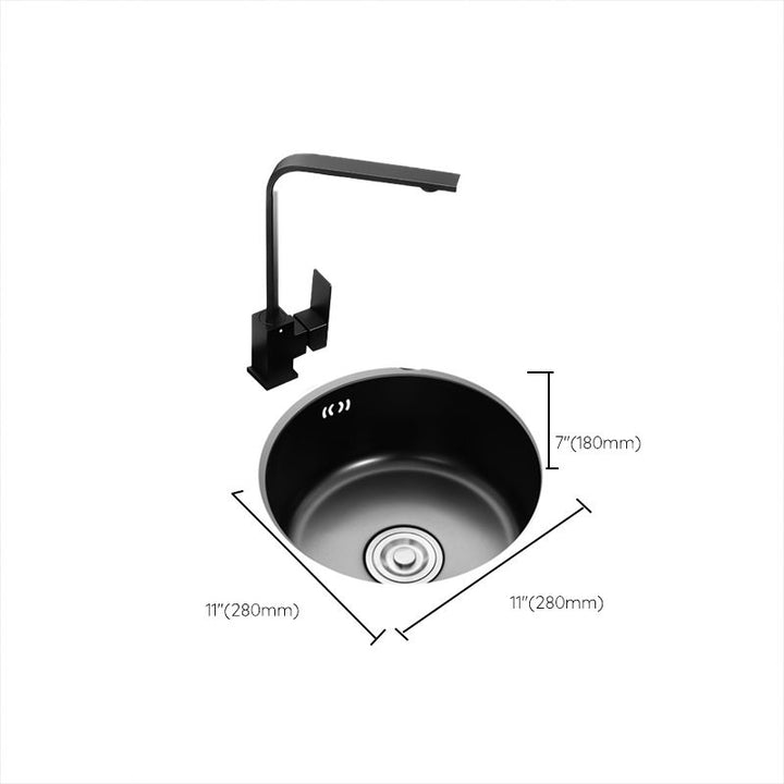 BowLift | Single Bowl Kitchen Sink Round Stainless Steel Sink with Drain Basket Kits