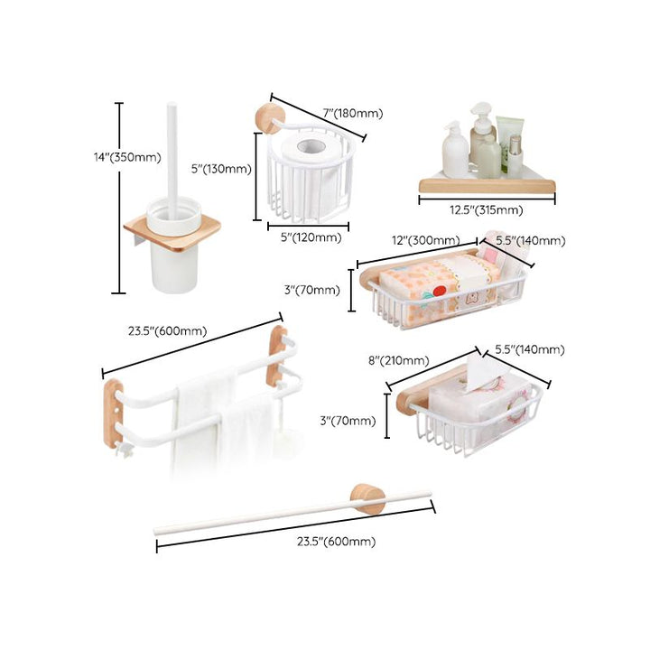 BowLift | White Bathroom Set Solid Wood & Aluminum Bathroom Accessories Individually or as a Set