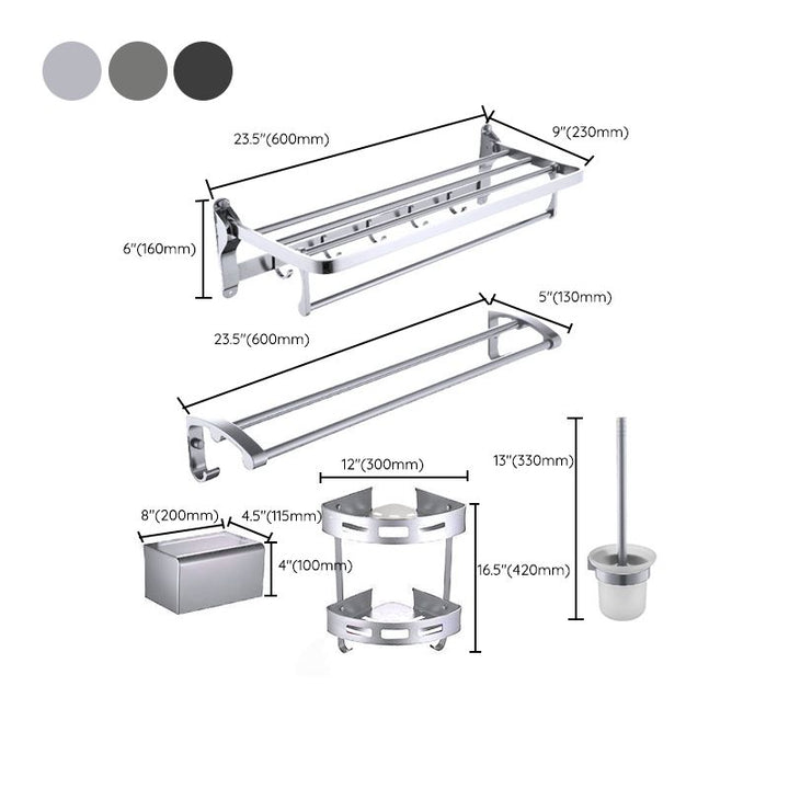 BowLift | Contemporary Metal 5-piece Bathroom Accessories Set with Bath Shelf