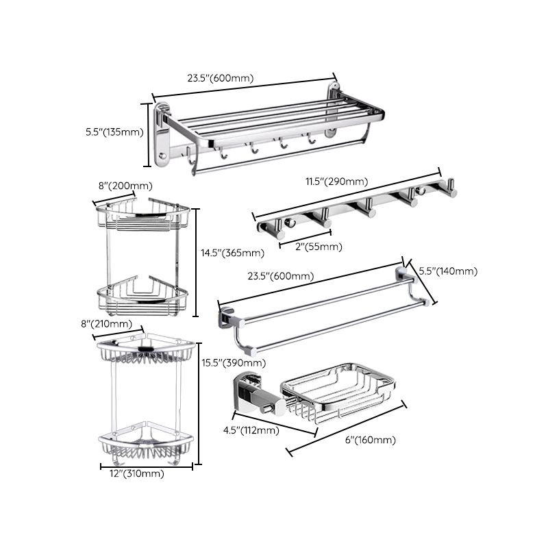 BowLift | Contemporary Bathroom Accessories Hardware Set in Silver Metal