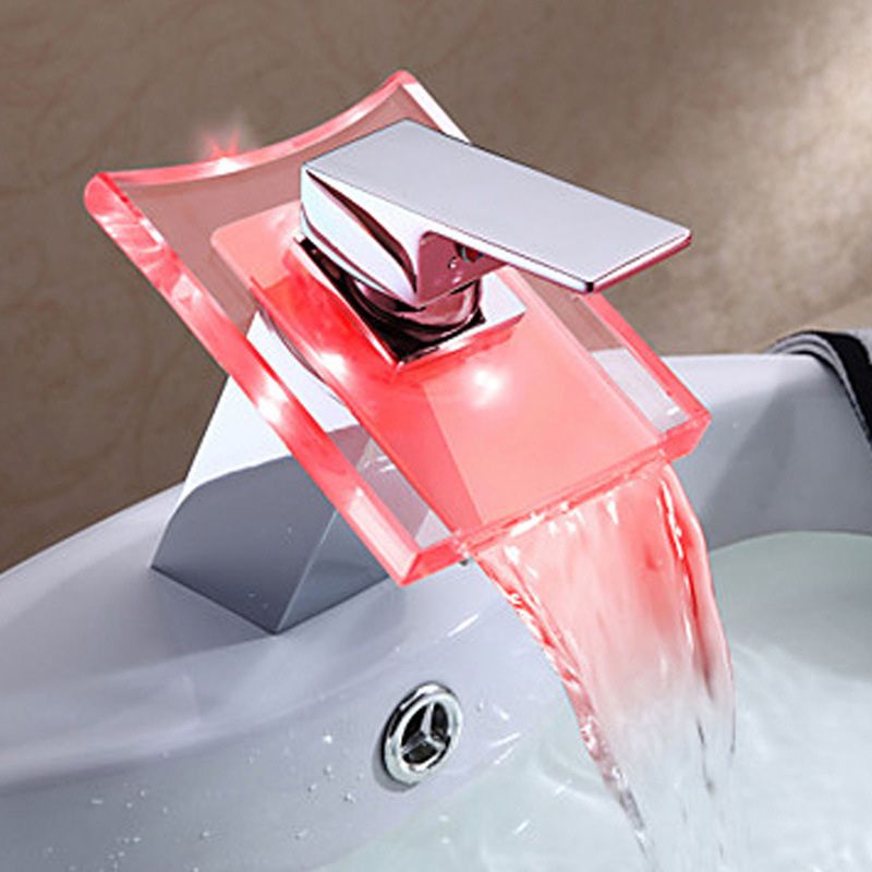 BowLift | 1-Lever Vanity Faucet 1-Hole Copper Sink Faucet with LED Lighting