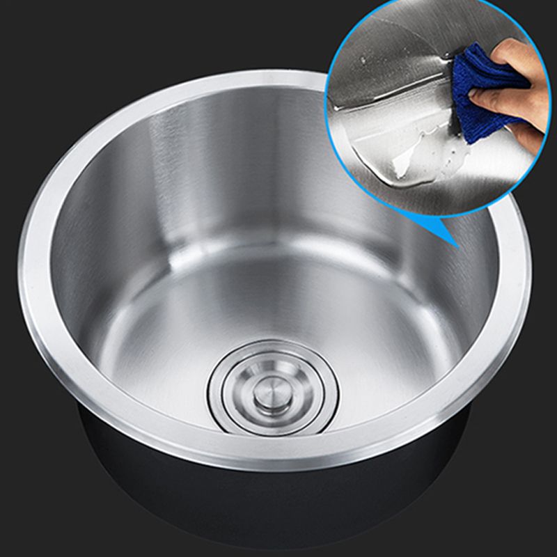 BowLift | Contemporary Single Bowl Kitchen Sink Round Stainless Steel Sink with Drain Strainer Set