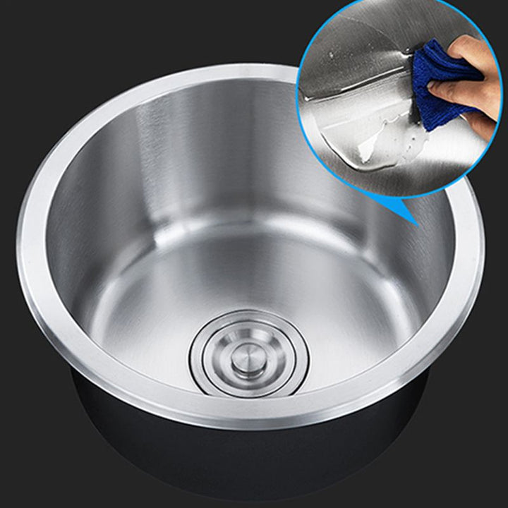 BowLift | Contemporary Single Bowl Kitchen Sink Round Stainless Steel Sink with Drain Strainer Set