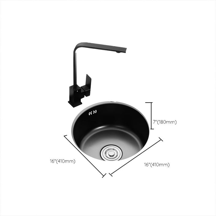 BowLift | Single Bowl Kitchen Sink Round Stainless Steel Sink with Drain Strainer Kits